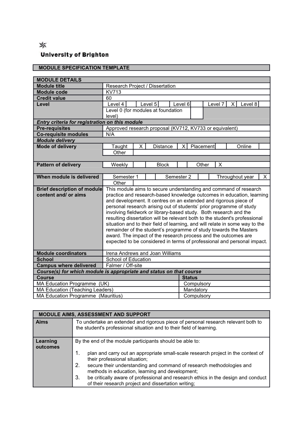 Module Specification Template s4