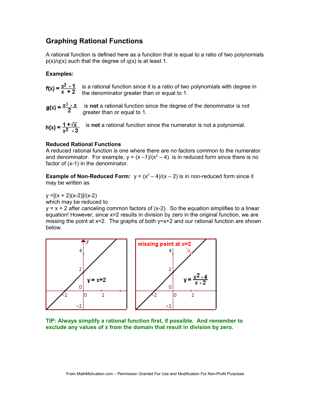 Graphing Rational Functions s1