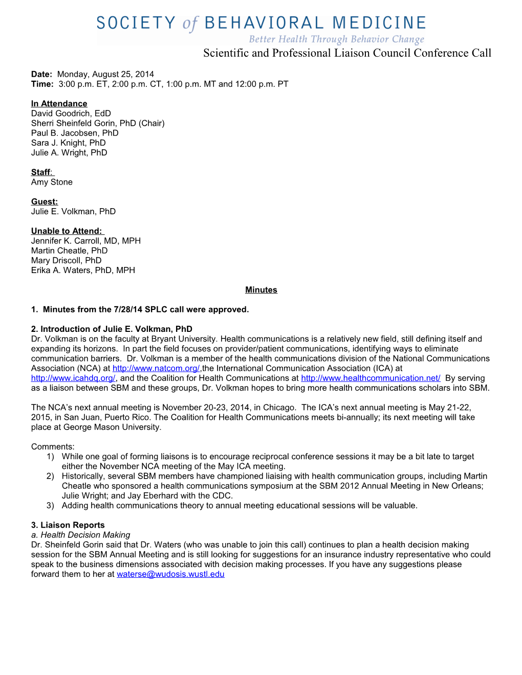 Scientific and Professional Liaison Council Conference Call s1