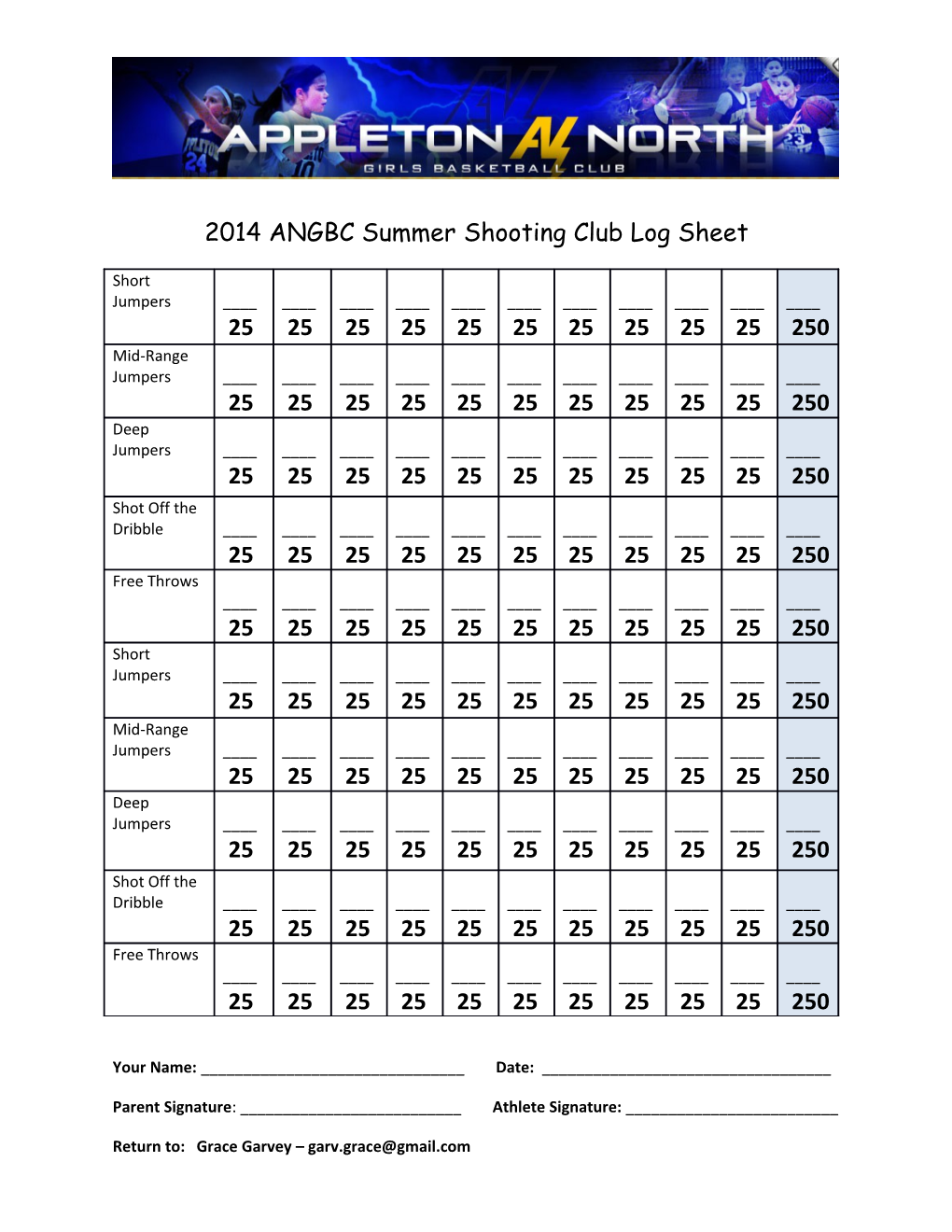 2014ANGBC Summer Shooting Club Log Sheet