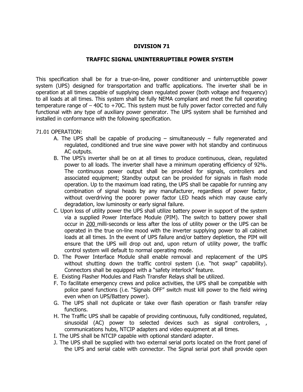 Traffic Signal Uninterruptible Power System