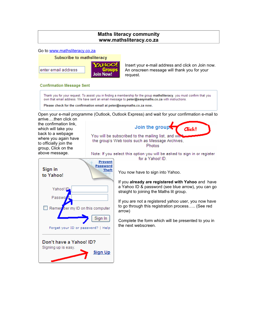 How to Join the Yahoo Maths Literacy Group