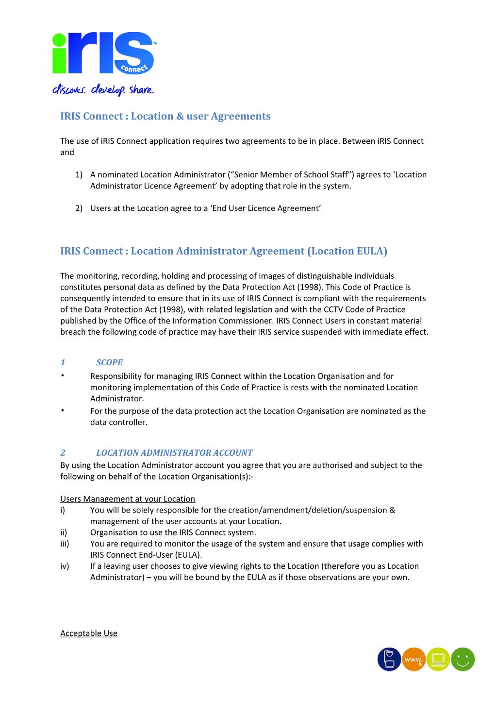 IRIS Connect : Location & User Agreements