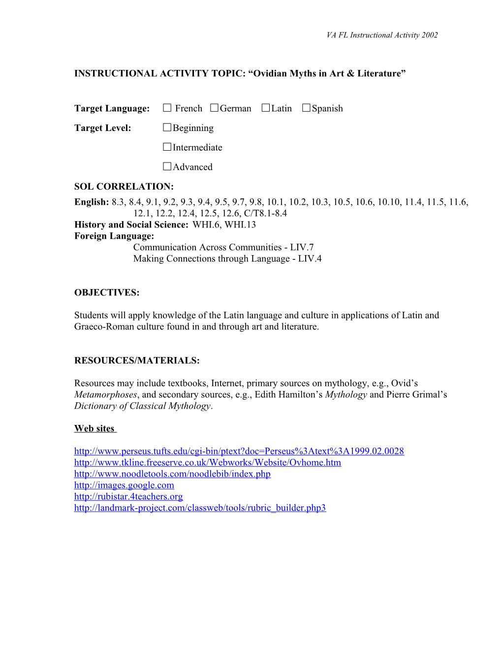 Standards of Learning s1