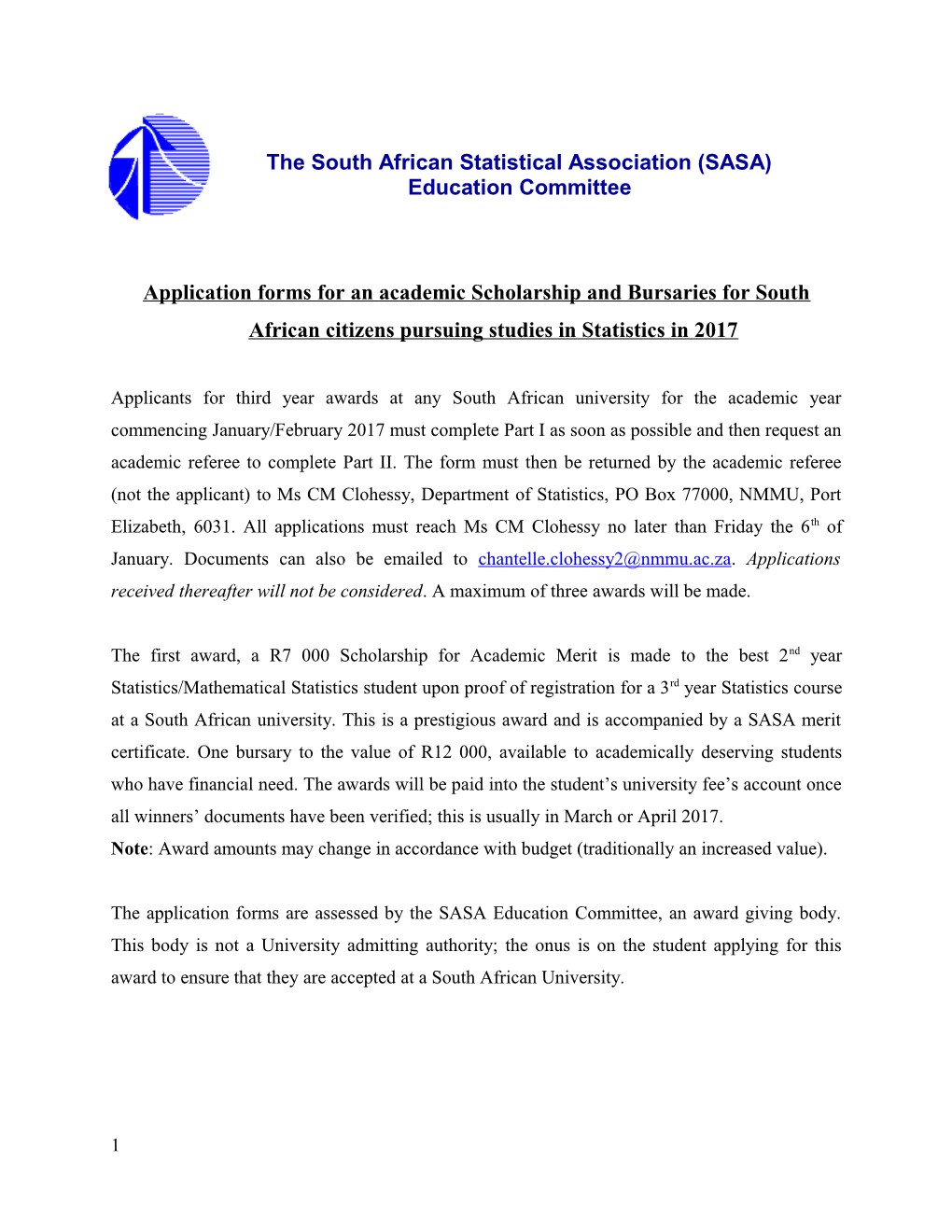 Application Forms for an Academic Scholarship and Bursaries for South African Citizens