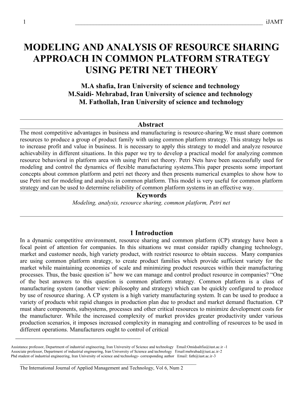 Modeling and Analysis of Resource Sharing Approach in Common Platform Strategy Using Petri