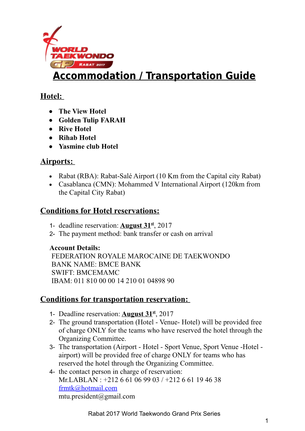 Accommodation / Transportation Guide