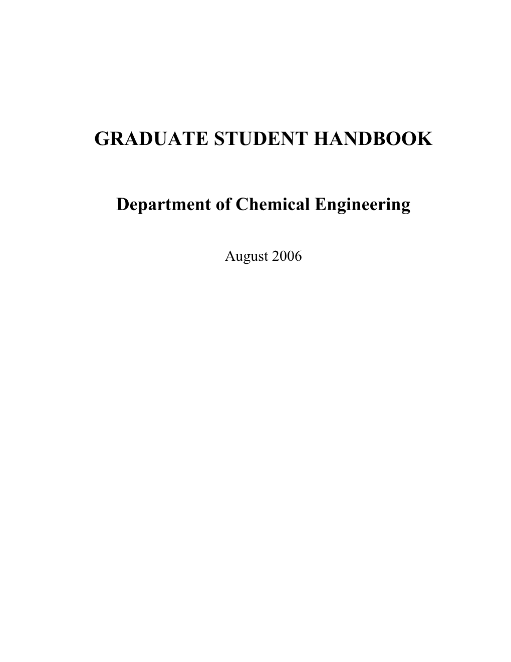 Graduate Student Handbook