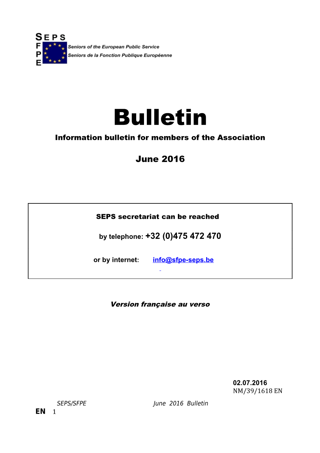 Information Bulletin for Members of the Association