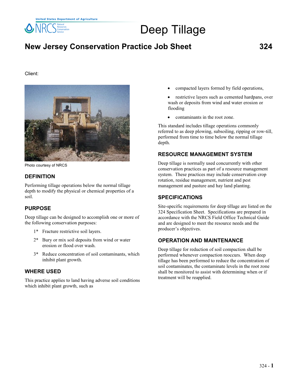 New Jersey Conservation Practice Job Sheet 324