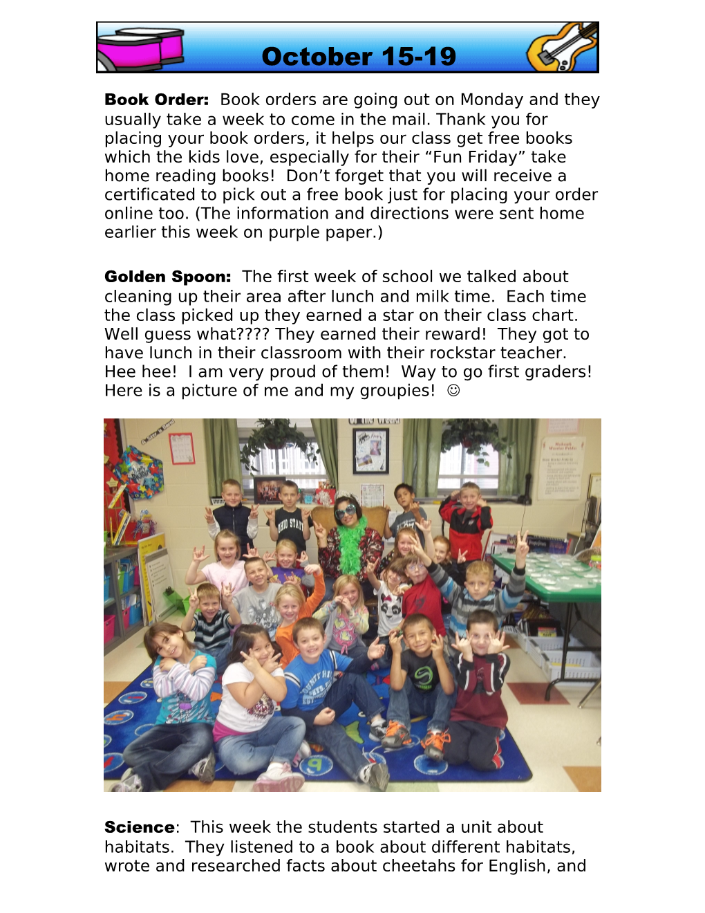 Golden Spoon: the First Week of School We Talked About Cleaning up Their Area After Lunch