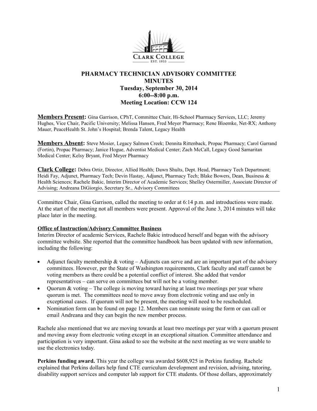 Pharmacy Technician Advisory Committee