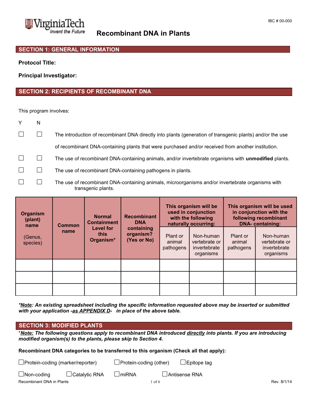 Biological Use Authorization Application