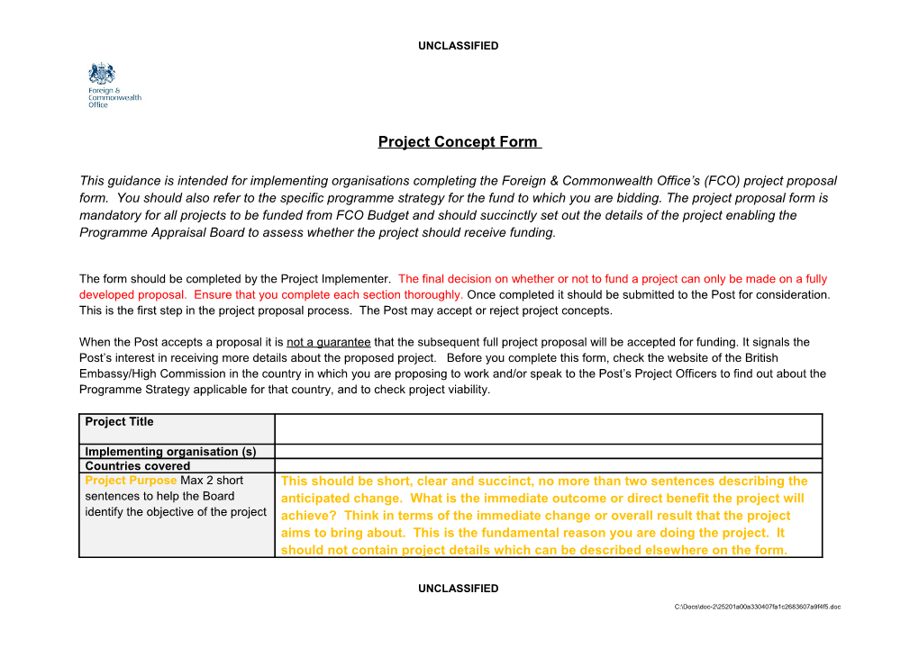 Project Concept Form