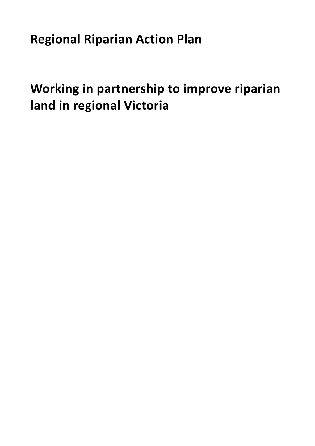 Regional Riparian Action Plan