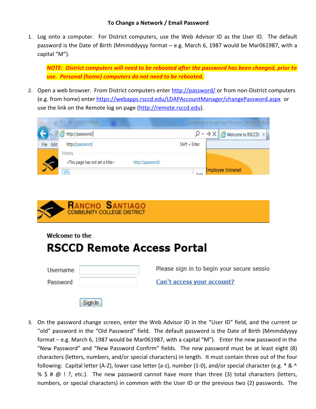 How to Change Your RSCCD Password