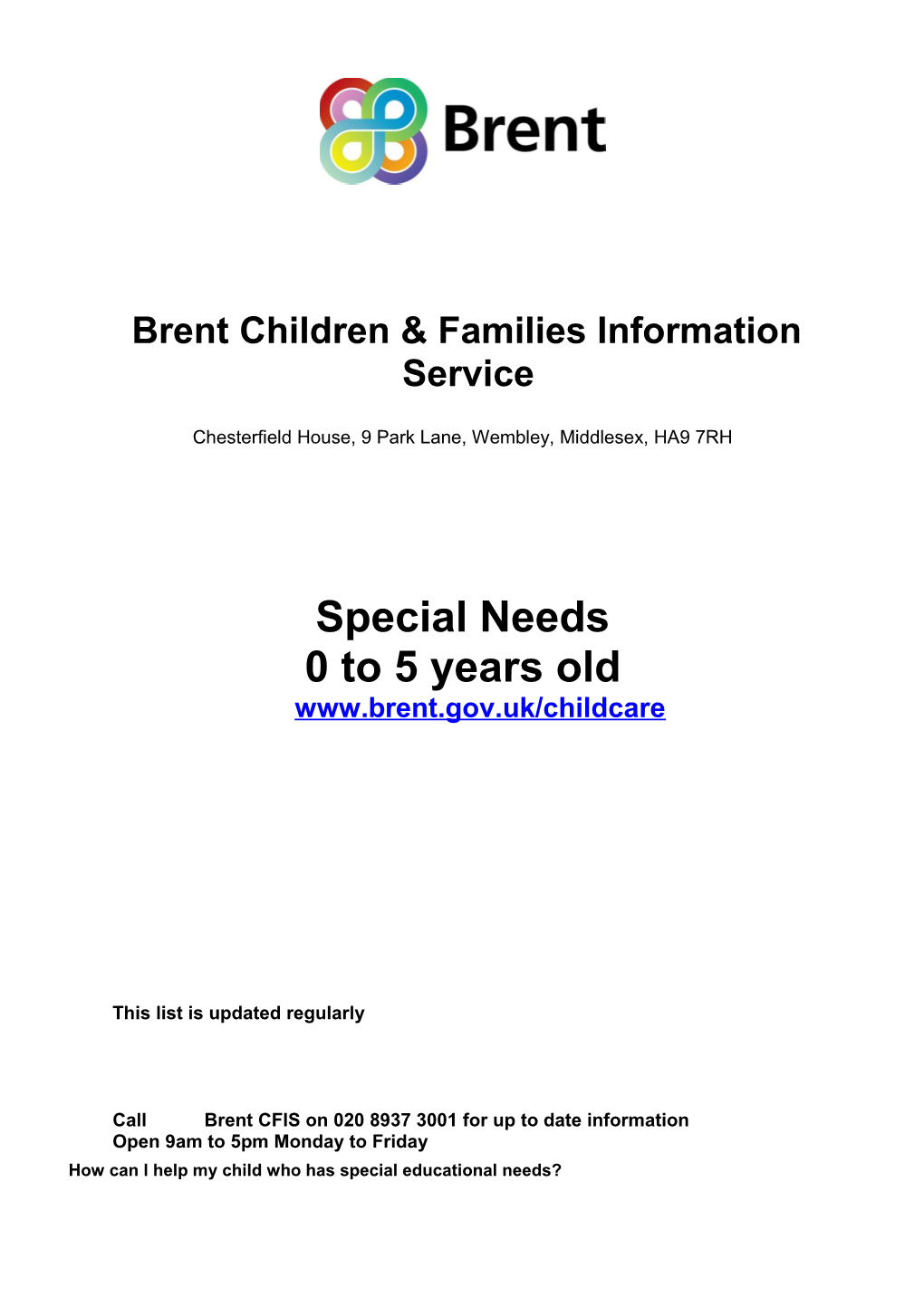 Brent Children & Families Information Service