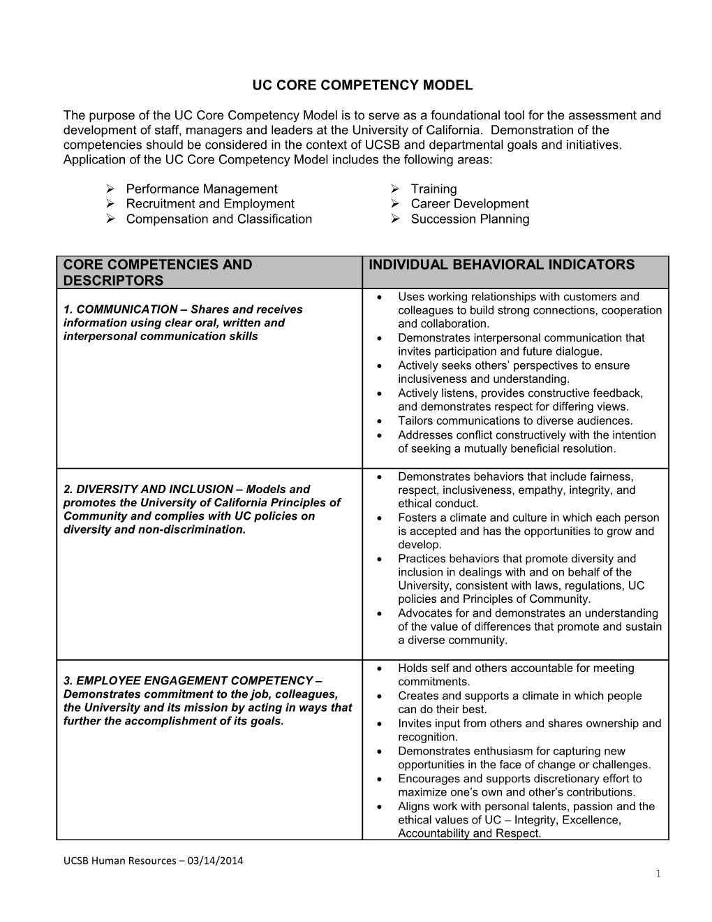 University of California, Santa Barbara Performance EVALUATION