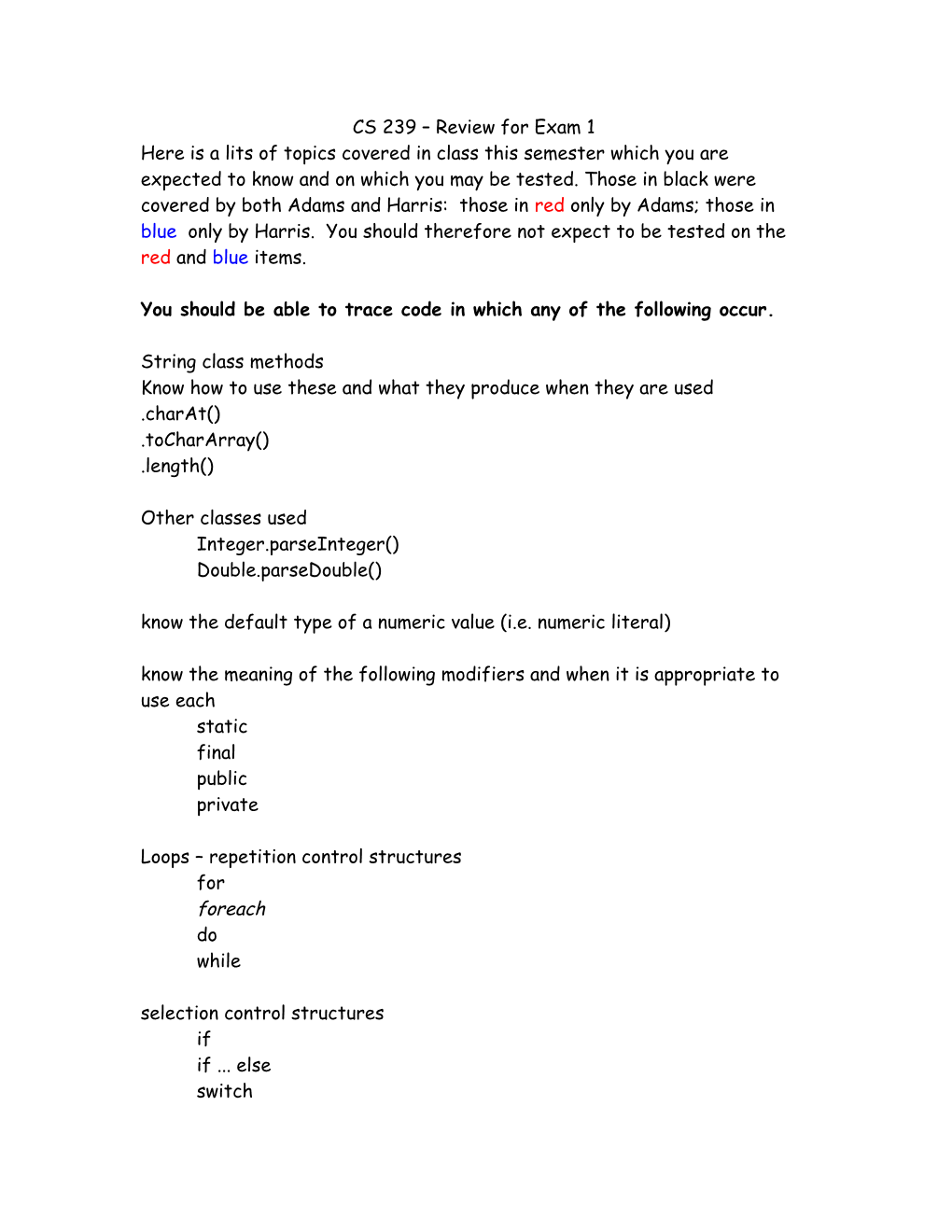 String Class Methods Used This Semester