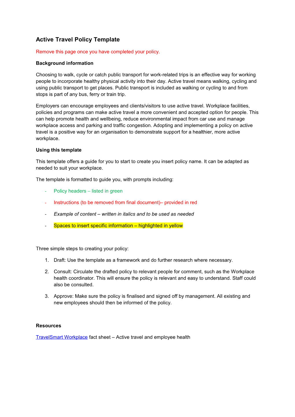 Active Travel Policy Template