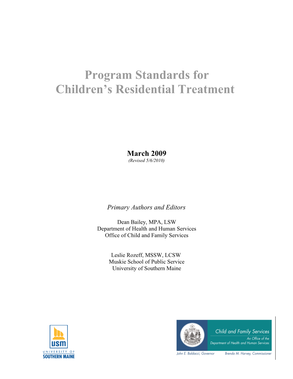 Program Standards For