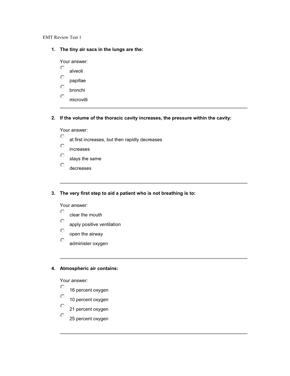 EMT Review Test 1