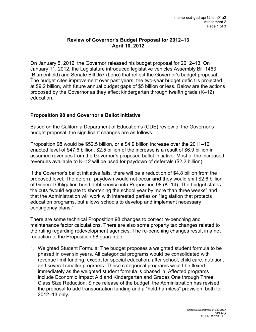 April 2012 Memorandum GAD Item 1 Attachment 2 - Information Memorandum (CA State Board