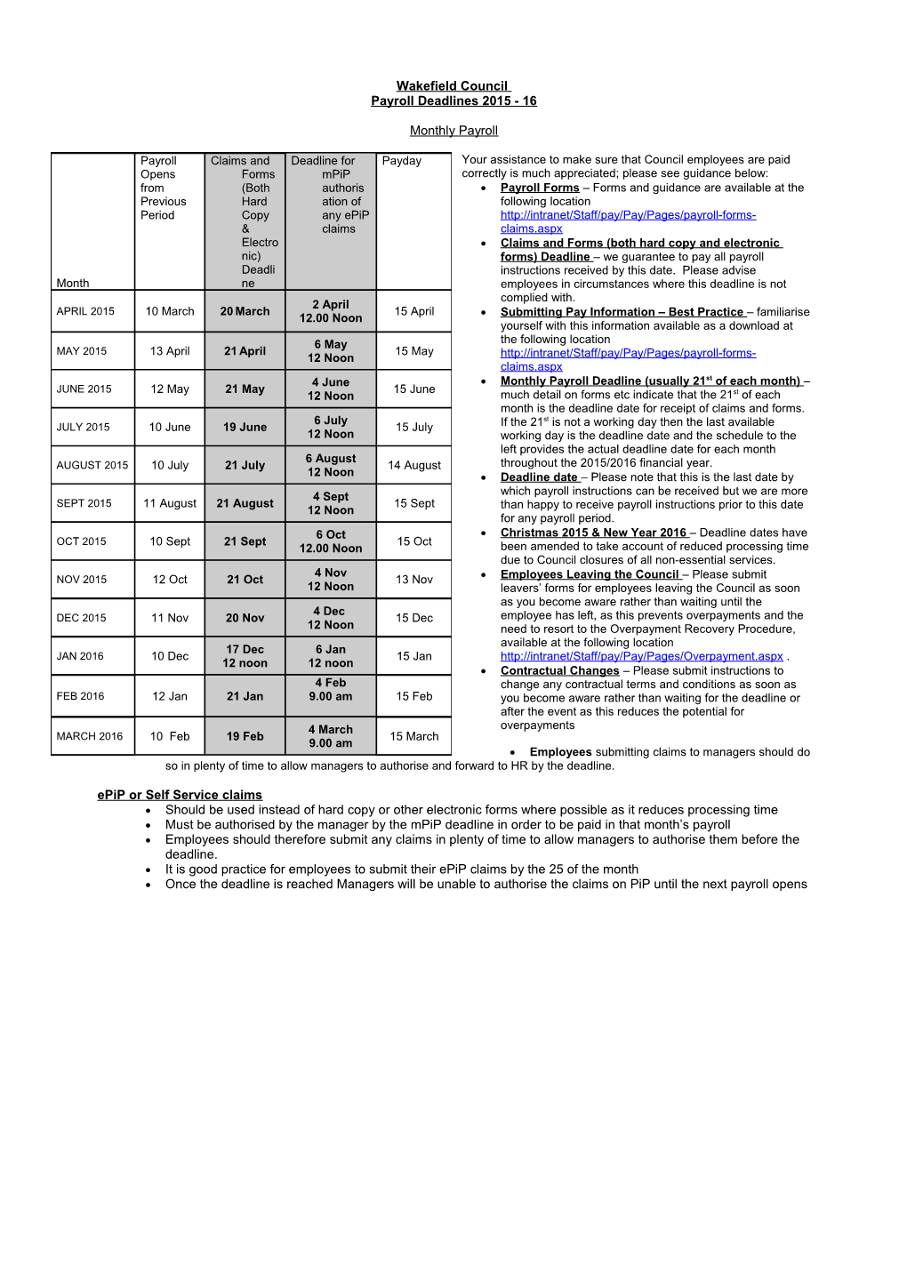 Claims and Forms (Both Hard Copy & Electronic) Deadline