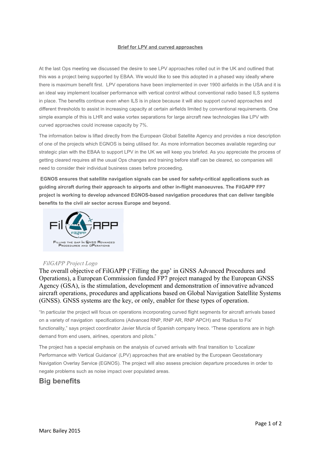 Brief for LPV and Curved Approaches