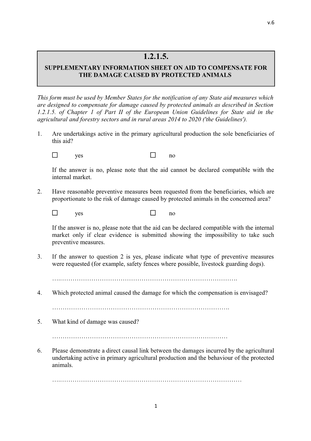 This Form Must Be Used by Member States for the Notification of Any State Aid Measures