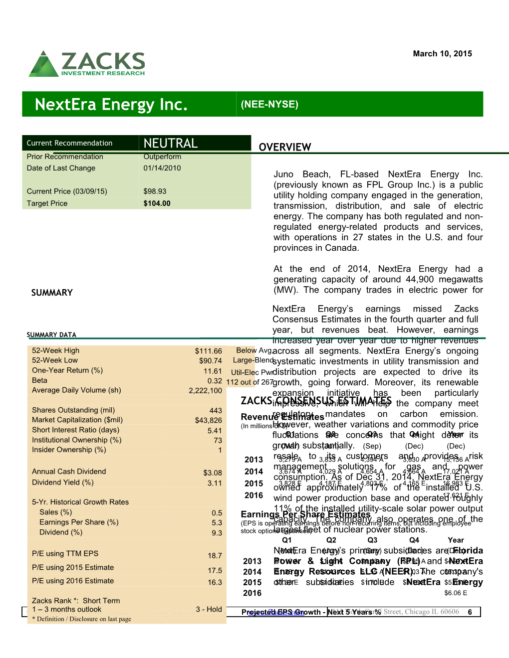 Nextera Energy Inc