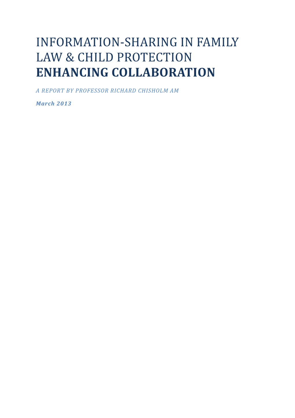 Information Sharing in Family Law and Child Protection - Enhancing Collaboration - April 2012