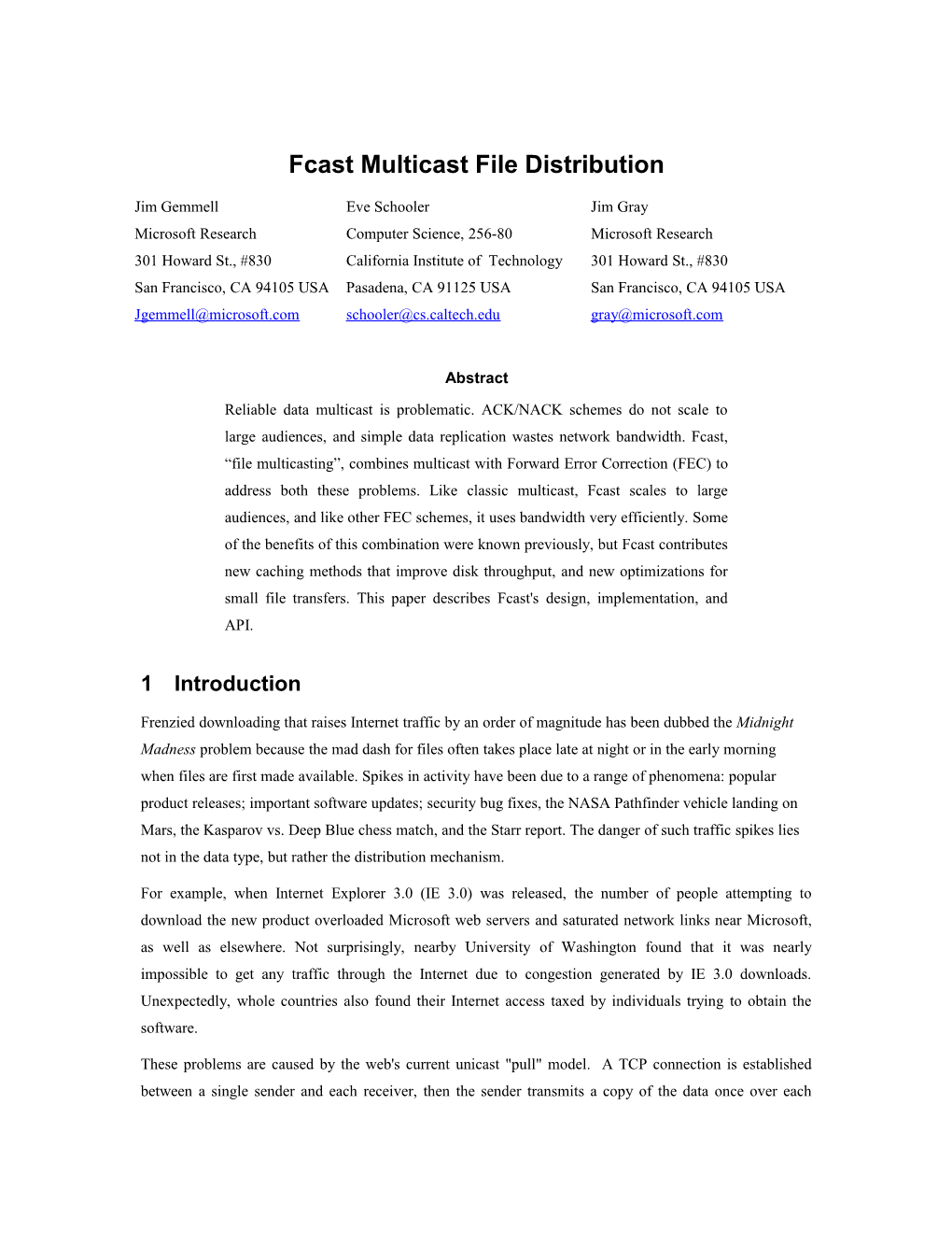 Fcast Multicast File Distribution