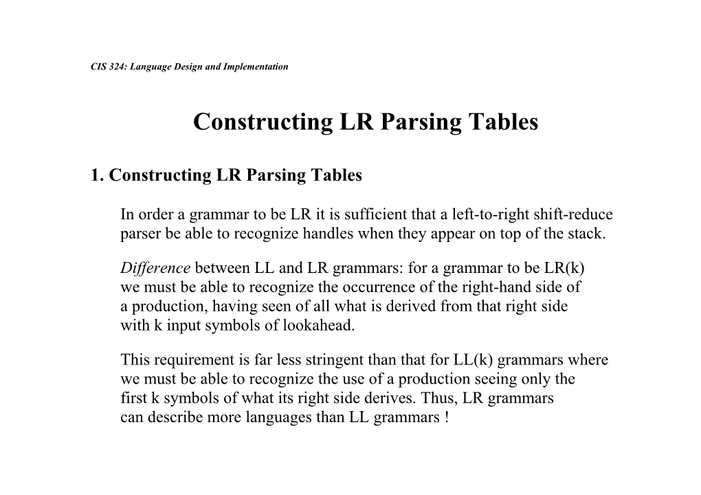 CIS 324: Language Design and Implementation