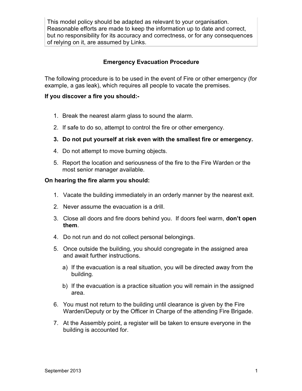 Emergency Evacuation Procedure