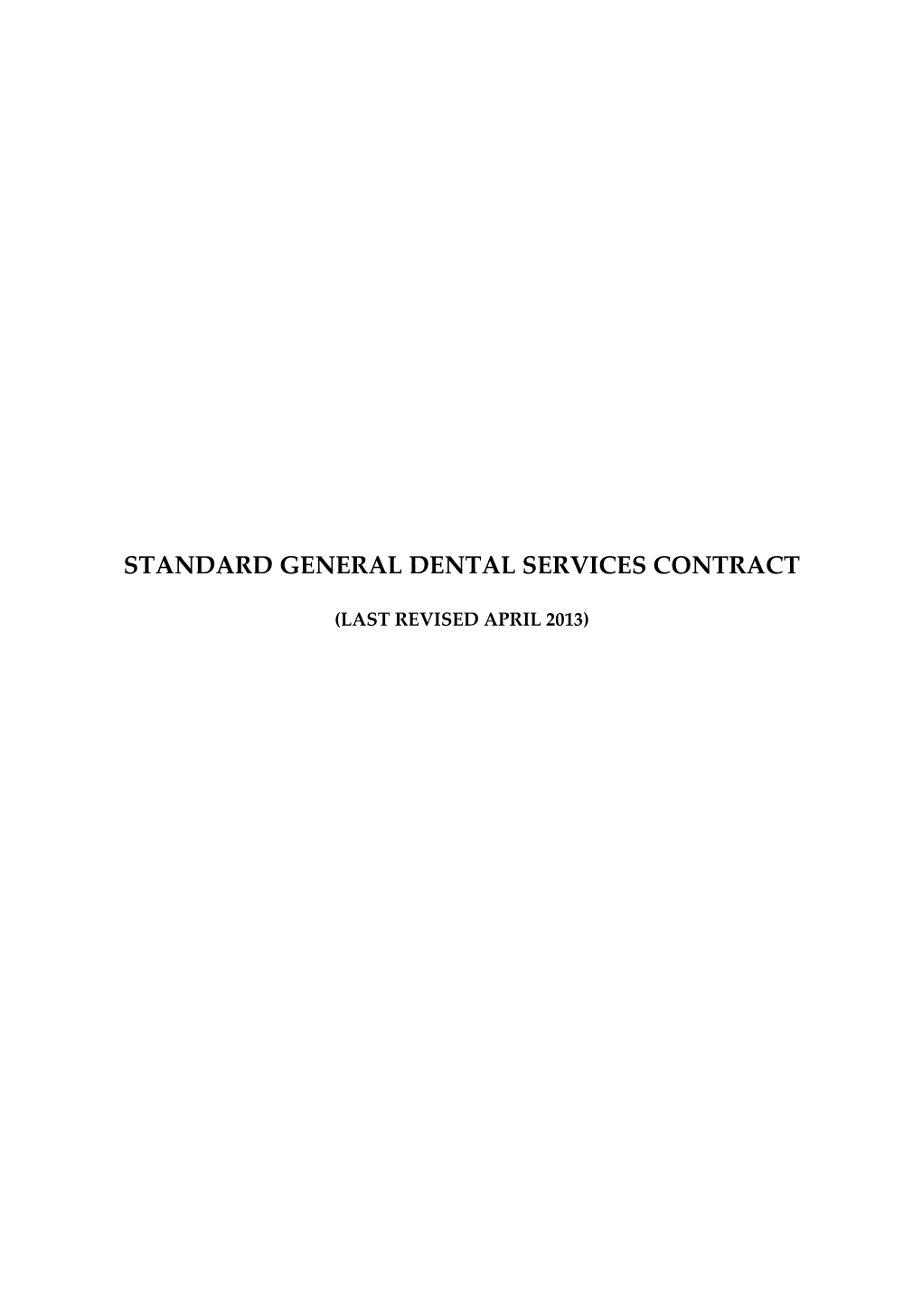 Standard General Dental Services Contract