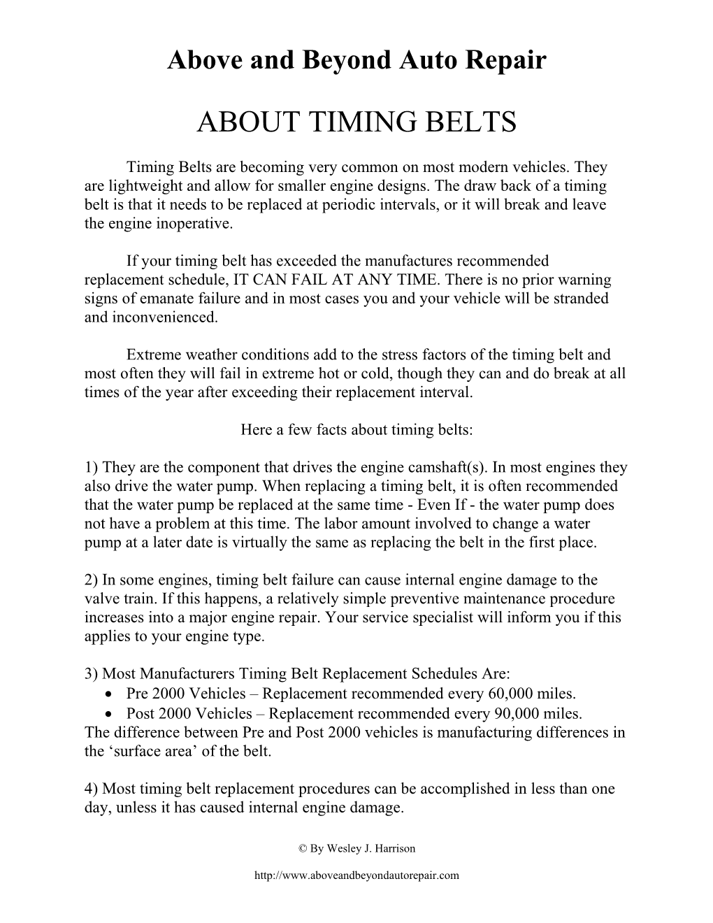 About Timing Belts