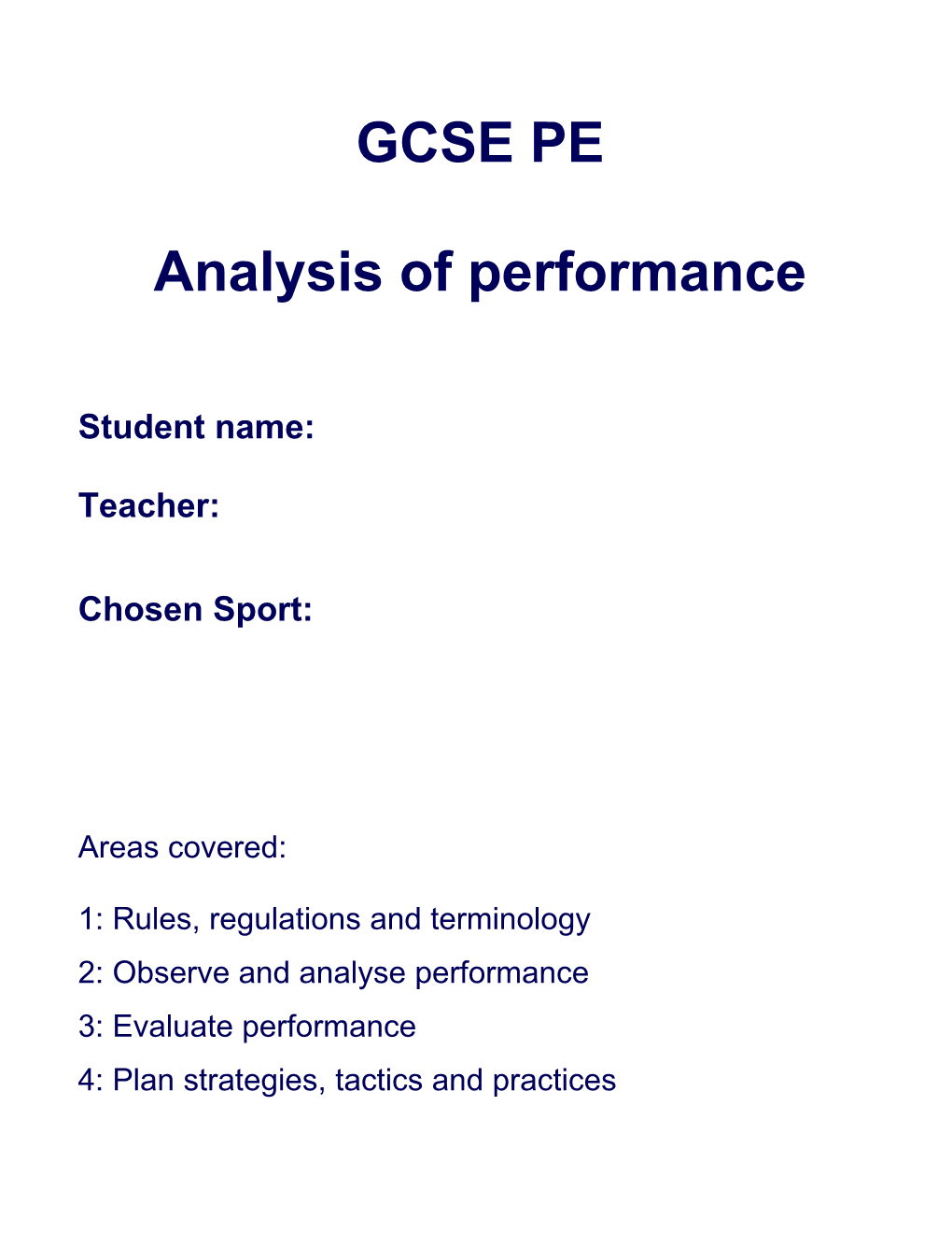 Analysis of Performance