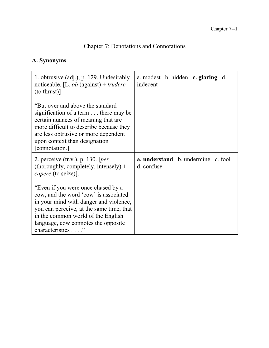 Chapter 7: Denotations and Connotations