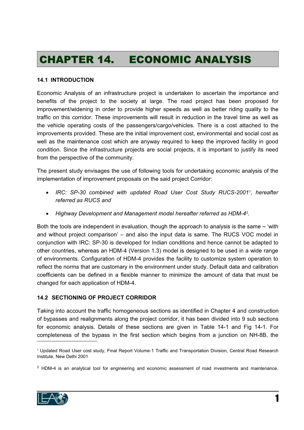 Chapter 14. Economic Analysis