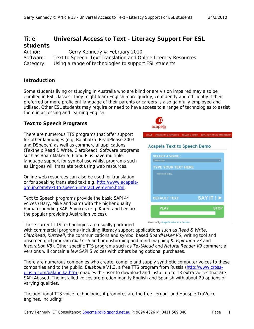 Literacy Support for ESL Students