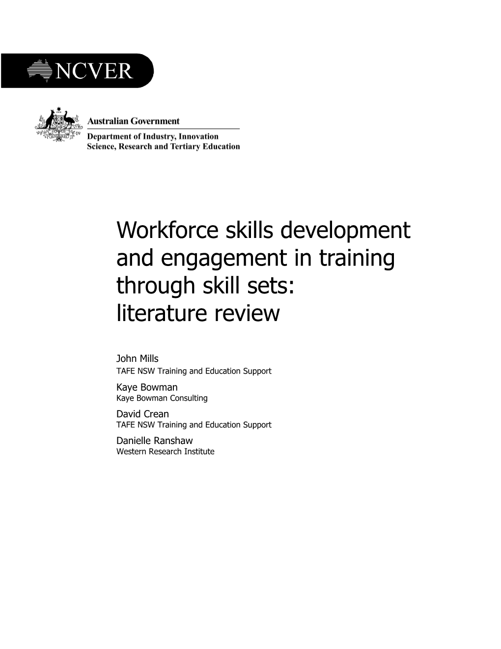 Workforce Skills Development and Engagement in Training Through Skill Sets: Literature Review