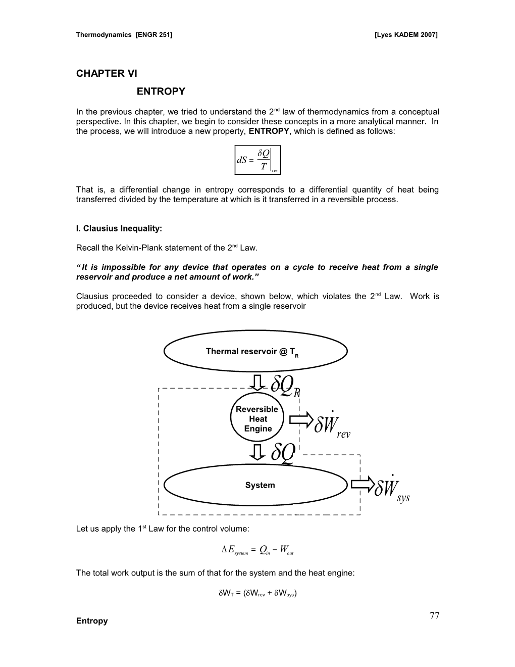 Thermodynamics ENGR 251 Lyes KADEM 2007