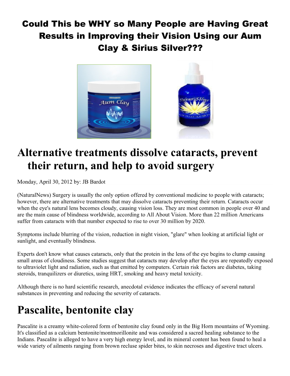 Alternative Treatments Dissolve Cataracts, Prevent Their Return, and Help to Avoid Surgery