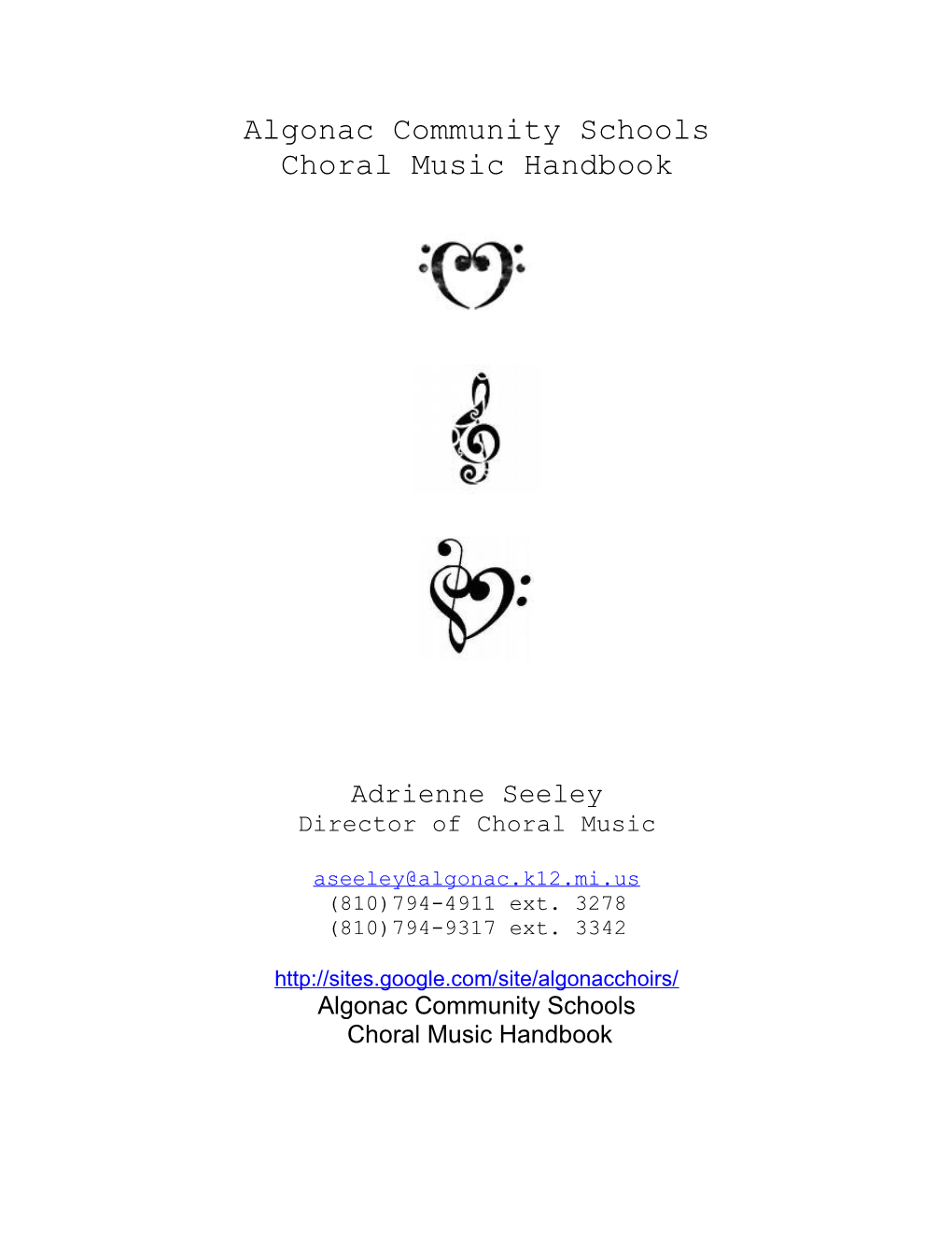 Algonac Community Schools Choral Music Department Handbook