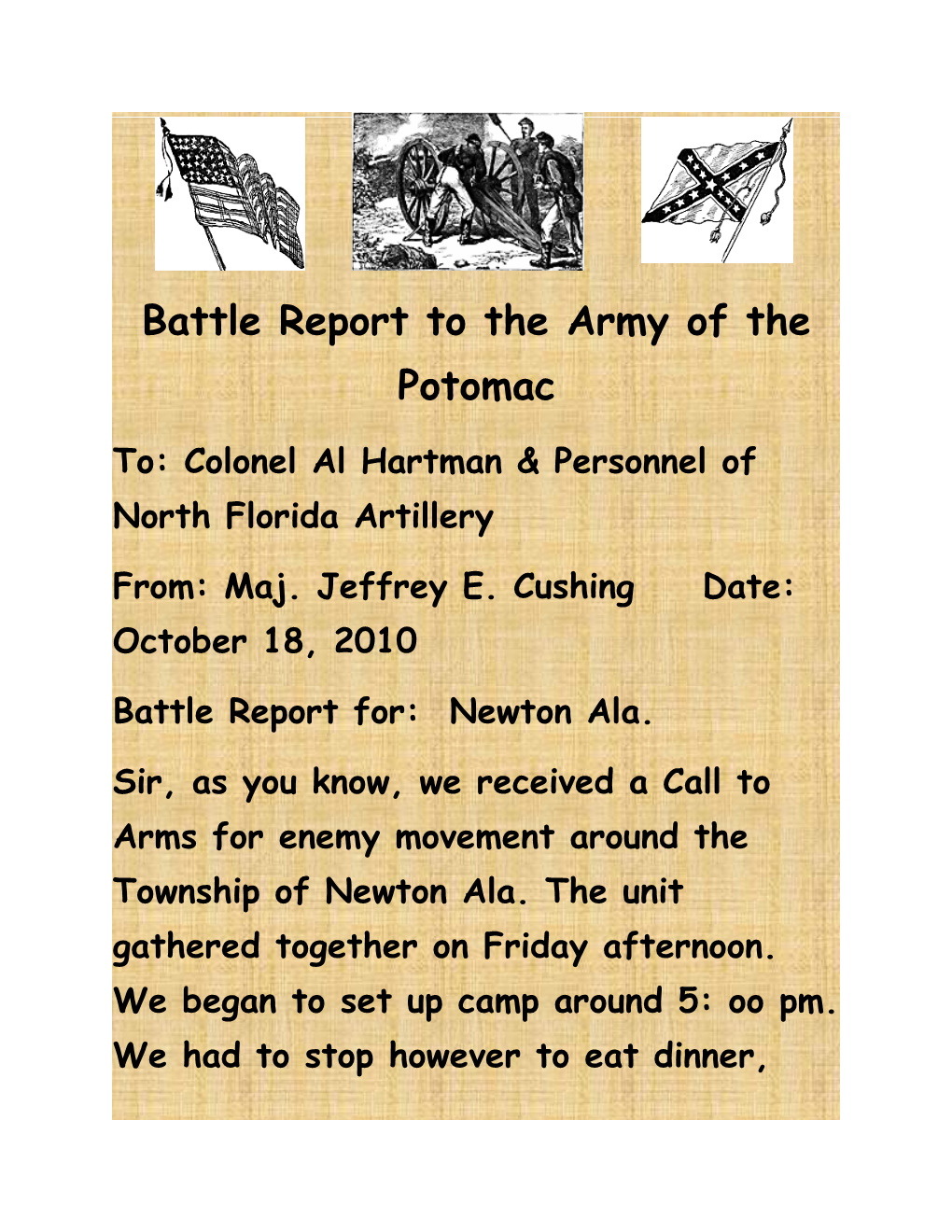 Battle Report to the Army of the Potomac