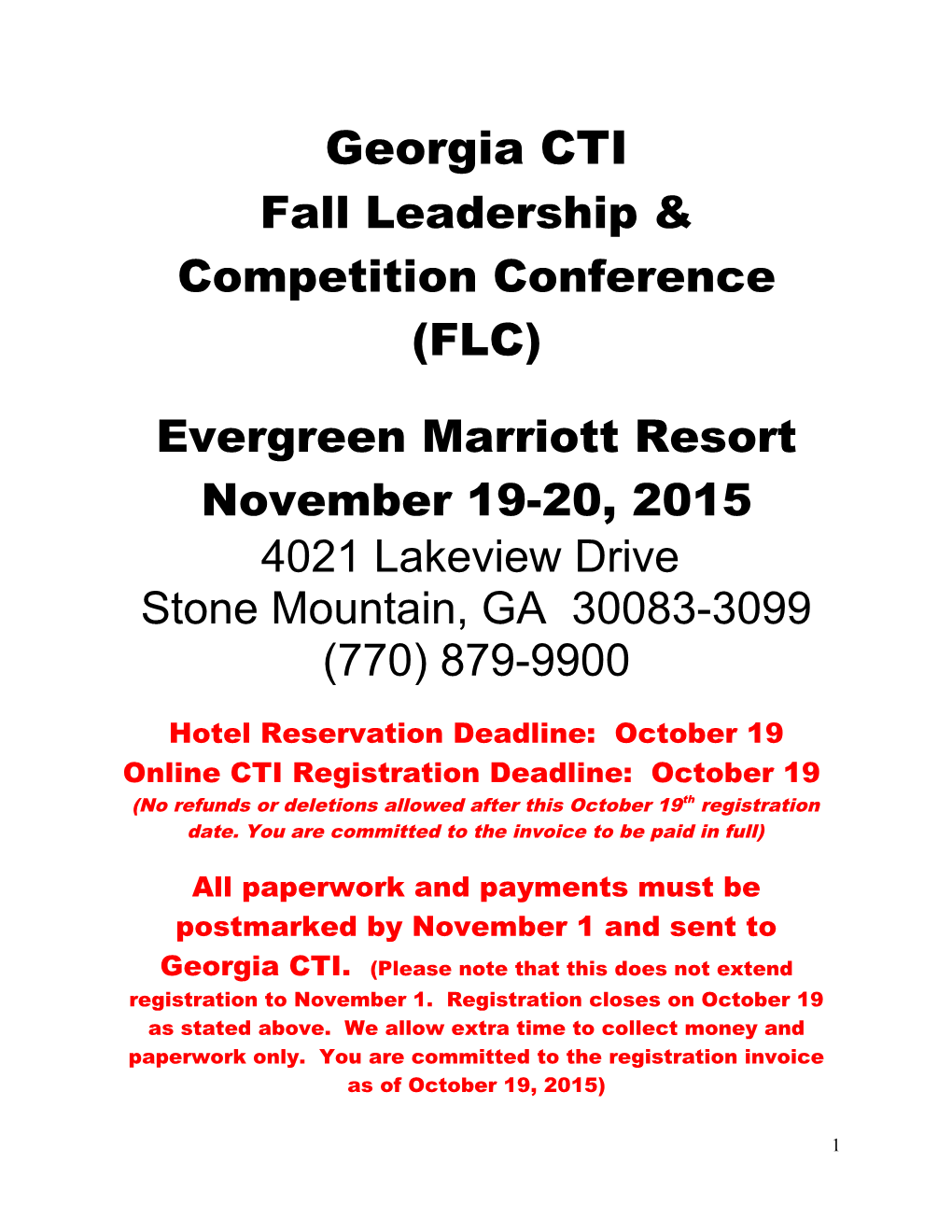 Fall Leadership & Competition Conference (FLC)