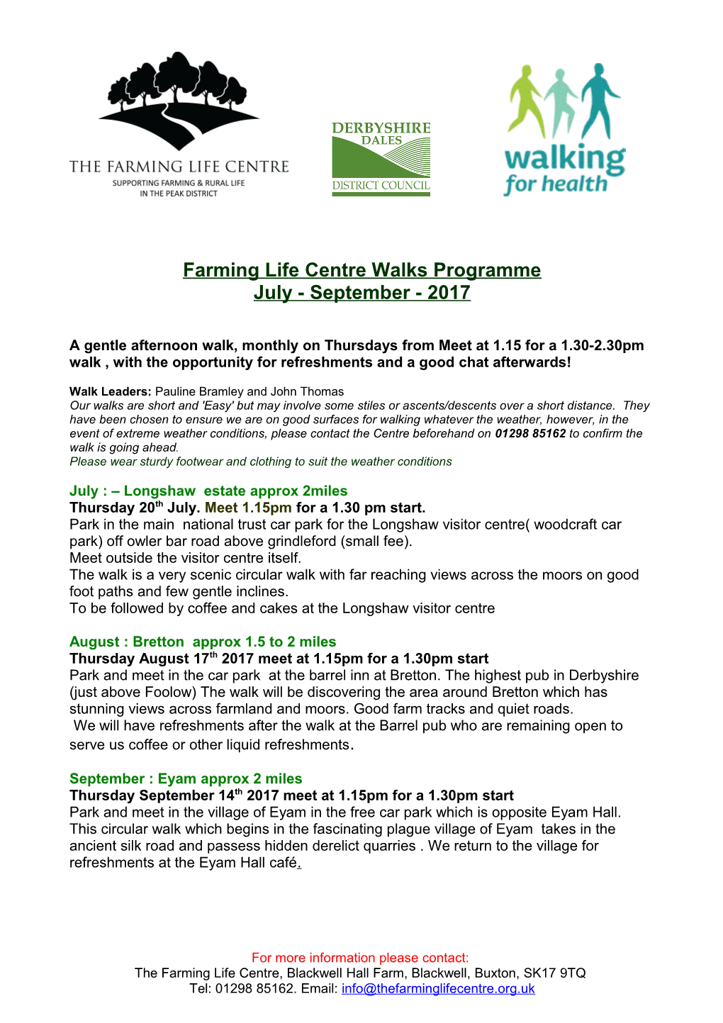 Farming Life Centre Walks Programme