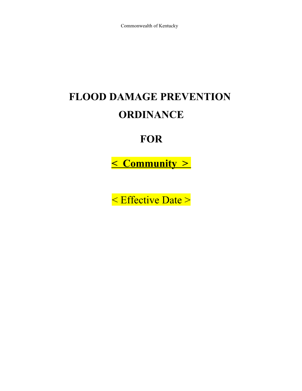 Flood Damage Prevention Ordinance