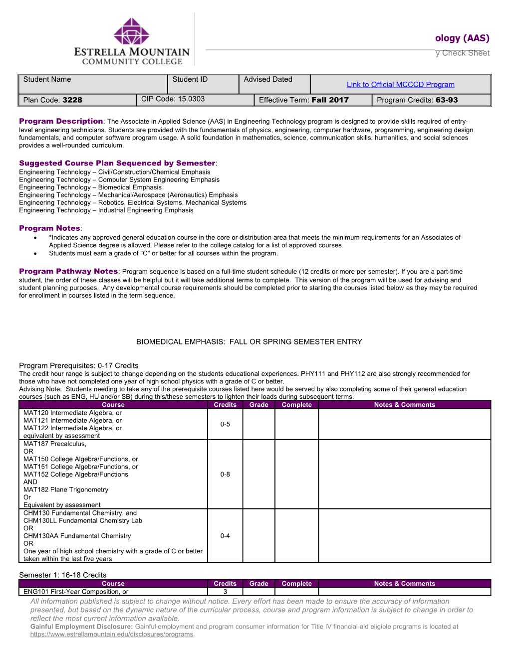 Suggested Course Plan Sequenced by Semester